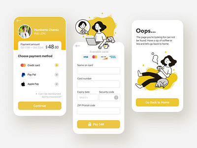 UI design/ Credit Card Checkout 404 app credit card dailyui design flat illustration ui web
