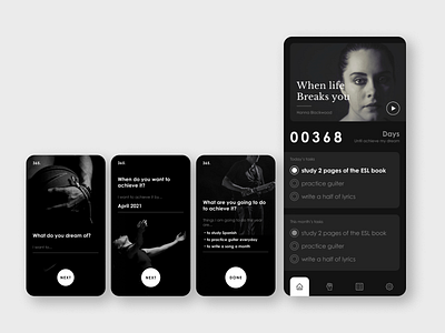 365. <app for helping you to achieve your dream> app black countdown dailyui design dream flat timer ui