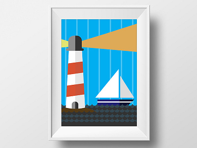 Lighthouse landscape sailboat sea