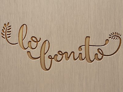 Wooden brand bonito calligrapy letters organic wood