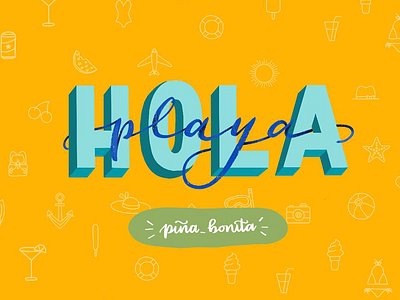 Hola Playa art brush brushpen calligraphy challenge letter lettering summer