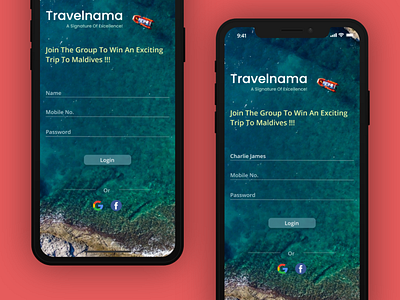 Travel contest signup screen app contest minimal signup travel typography ui ux