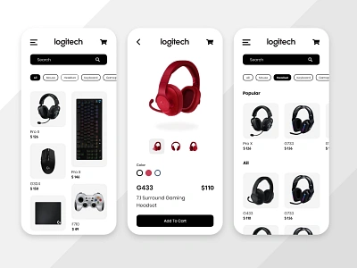 Logitech G Series E-Commerse Design for Mobile App mobile mobile app mobile app design mobile design mobile ui ui ui ux ui design uidesign uiux