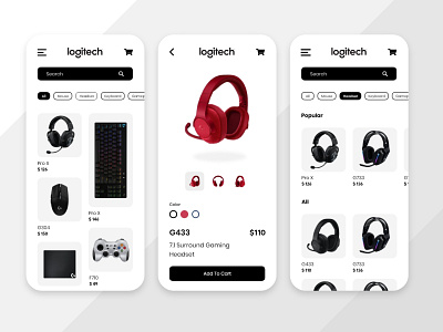 Logitech G Series E-Commerse Design for Mobile App