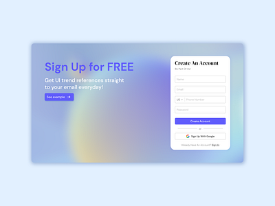 Sign Up Web UI Design