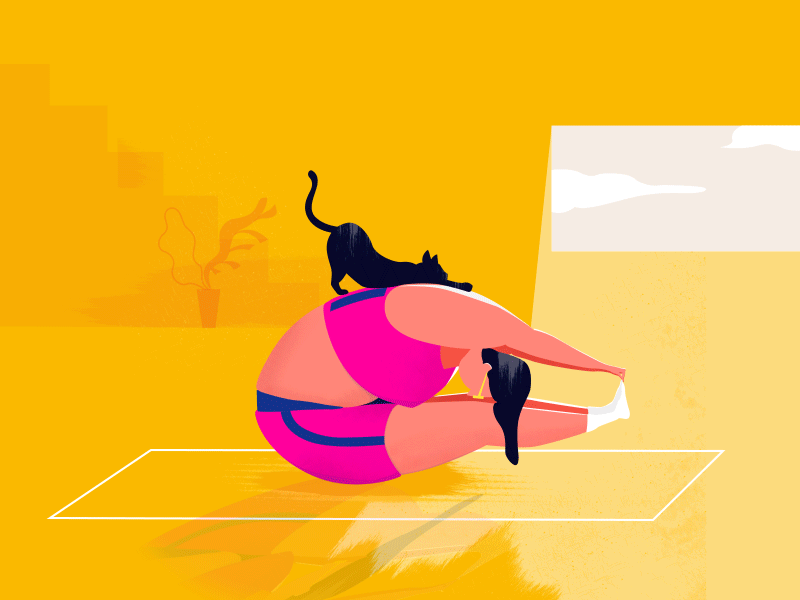 Finding Balance 2d animation balance cat gym home sport yoga