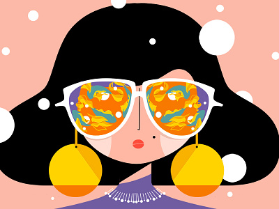 Disco style 🎤🎶💃 character disco female fishes glasses ipad procreate style