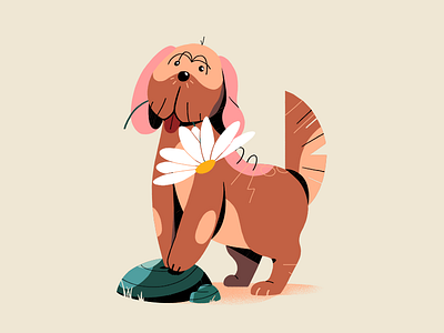 Doggy Loves Daisies animal daisies dog flower illustration pet pets pose