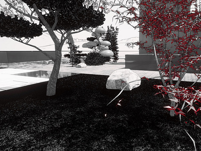 Jardin japonais 3d aménagement paysager art design erable du japon graphic design japanese gardens jardin jardin japonais jardin solaire modélisation 3d noir et blanc pierre rocher rocher pour jardin japonais twinmotion zen érable