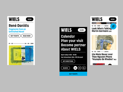 Wiels — Contemporary Art Center — Mobile art design events filter homepage menu mobile museum typography ui ux web web design website