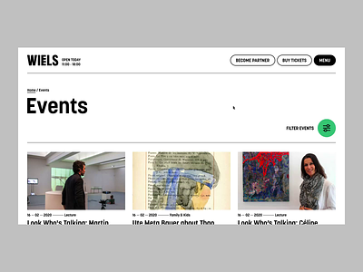 Wiels — Contemporary Art Center — Events art brutalism events filter fold minimal motion scroll skew ui ux web web design website