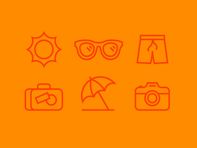 Summer beach camera icon icon set lugage summer sun sunglasses umbrella