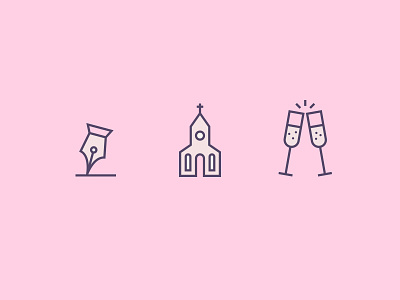 Wedding champagne church icon icon set pen toast wedding