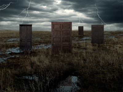 Decisions album art album cover doors landscape lightning