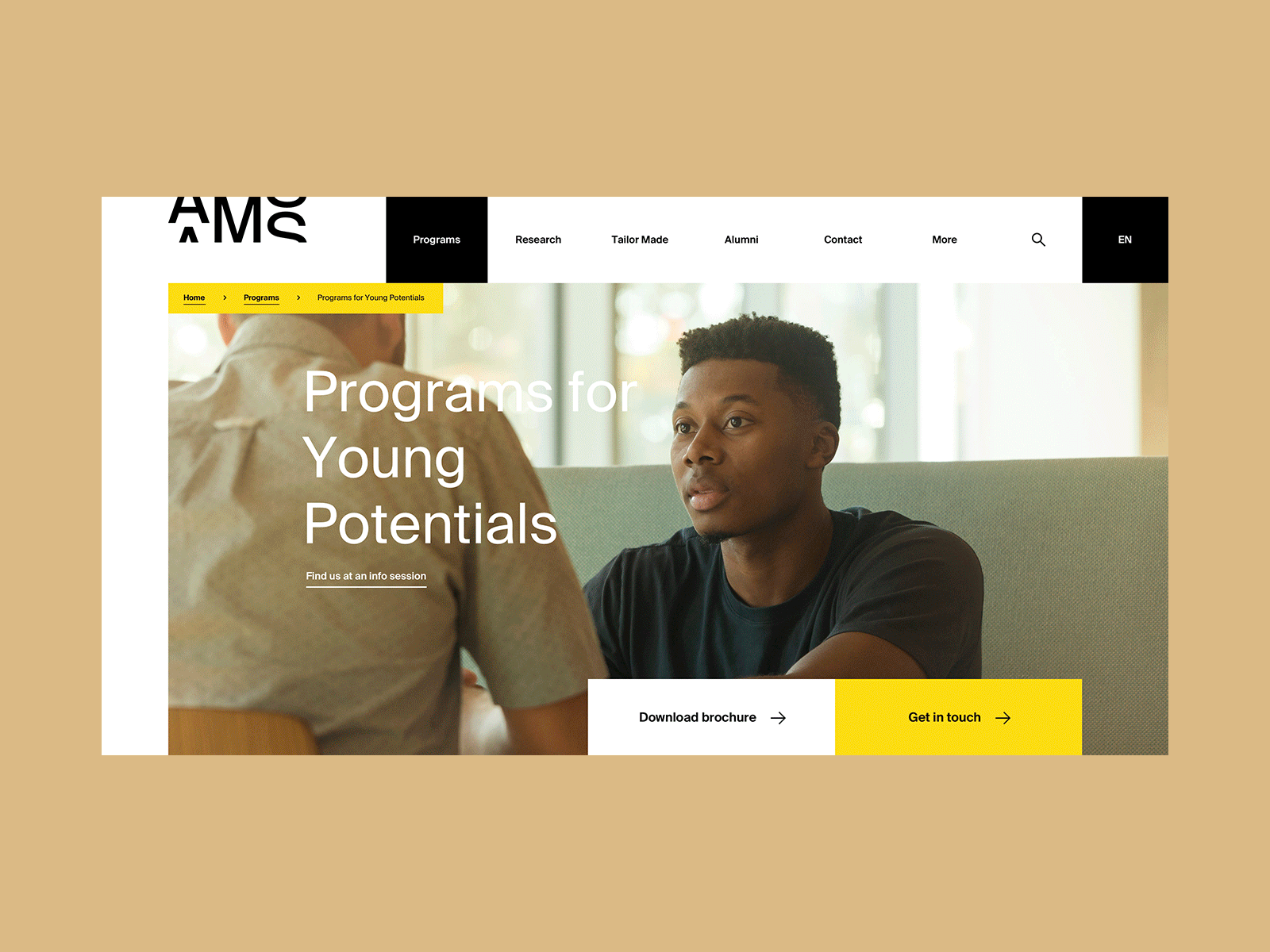 AMS — Young Potential Programs business corporate design grid identity management minimal school ui ux web web design website