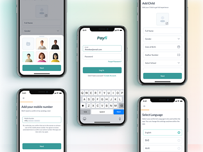 Signup screens for Payment app