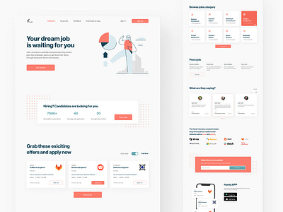 Huntd - Job Finder Platform Landing Page app art color design illustration job landing searcher ui ux