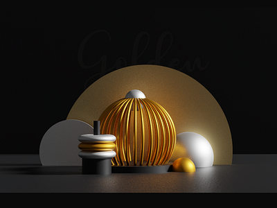 gold blender 3d blender branding clean color dark design illustration metal minimal typography web