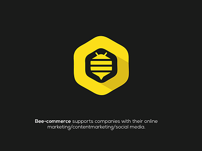 Bee-commerce bee black business e commerce icon logo marketing media minimal social yellow