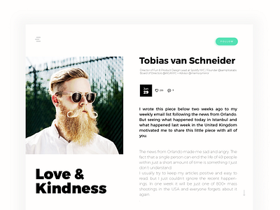 DailyUI #018 - Blog Post blog design follow love post read type website