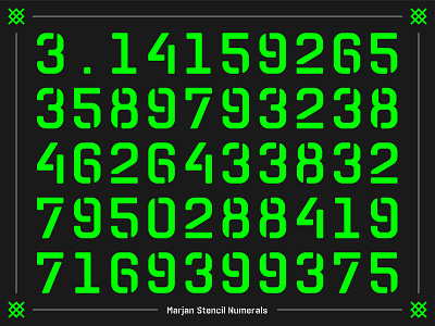 Marjan Stencil Numerals design digital numerals pi stencil study typedesign typeface typogaphy