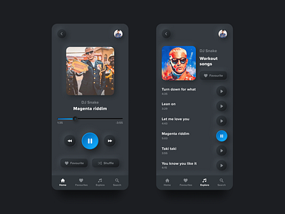 Music Player app dark mode design minimal mobile mobile app music player neumorphism skeumorphism ui uidesign uiux ux