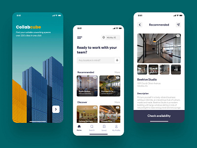 Coworking space (app concept) app appdesign coworkingspace design home ios minimal mobile mobileapp office real estate rental ui ux