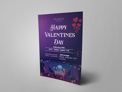 Flyer for Valentines Day business flyer corporate flyer design flat minimal flyer illustration minimal professional flyer simple flyer typography