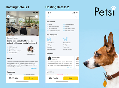 Pet app design app app design book booking booking app design details page mobile app design petsitting reviews ui ui design