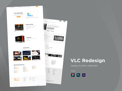 VLC Website Redesign | Landing page (Information) design download application figma iranian designers landing page mani jalilzadeh orange redesign ui vlc web design
