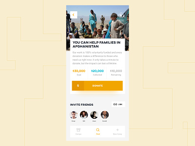 Campaign Donation afghanistan campaign charity designwich donate donation event mani jalilzadeh minimal minimalism mobile money sharp simple soft shadow ui volunteer wichkids