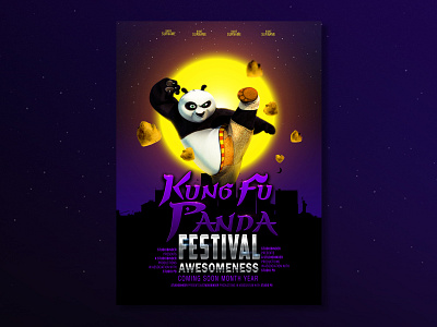 Cartoon Poster Kungfupanda Purple voll cartoon poster