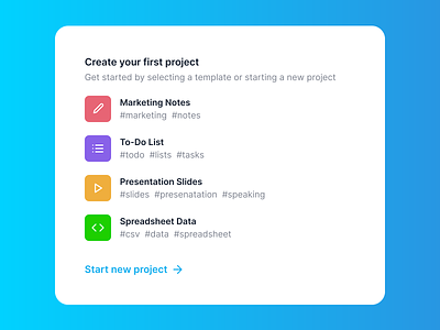 Create your first project modal