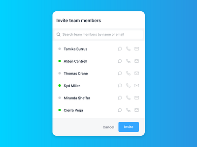 Invite team members modal