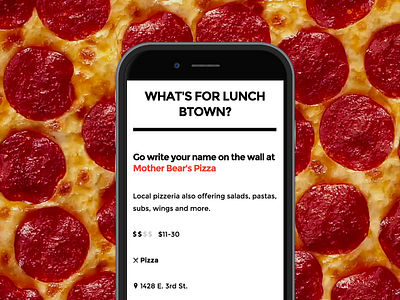 What's for Lunch Btown? food lunch pizza web app