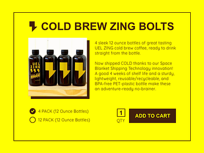 UEL ZING COFFEE - Shop Checkout Screen add to cart bottle brew coffee checkout checkout flow coffee coffee beans cold brew daily ui ecommerce uel zing coffee uelzing