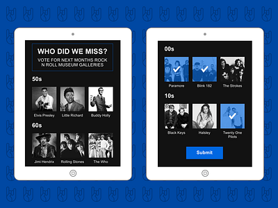 Voting Station iPad App - Rock N Roll Time Machine app experience design history history of rock n roll ipad app museum rock n roll rock n roll museum rock n roll time machine time machine voting voting station