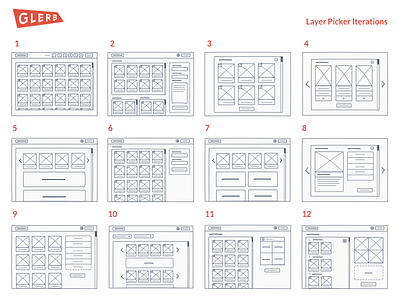 Glerb - Layer Picker Iterations (Wireframes) glerb interaction design invision freehand iterations iu hcid layers sketches sketching wireframes wireframing