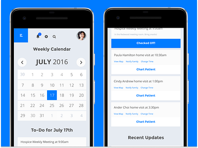 Hospice App calendar chart health app health care healthcare hospice hospital to do ui user experience user interface ux