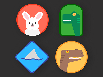 Survivor Stickers for FCC badge badges design dinosaurs evil rabbit rabbit shark velociraptor