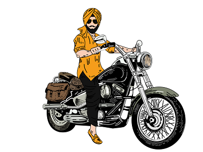 Gabru di Chaap - Mascot Illustration bike delhi food brand illustration man man on bike mascot punjabi rugged tough