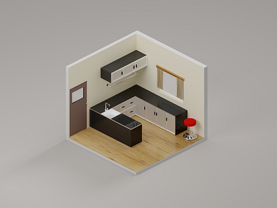 Kitchen Set Concept Lowpoly 3d 3d artist 3d work 3dmodeling cyclesrender design graphicdesign illustration low poly lowpoly