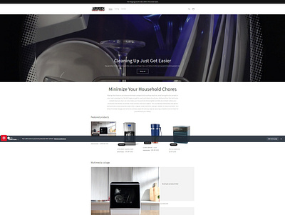 Airmsen Appliance Website Build appliance company branding ecommerce product display website development