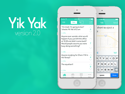 Yik Yak 2.0 app icons interface ios location messaging social ui
