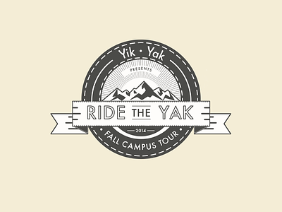Ride the Yak bade branding college crest illustration logo mountains print tour