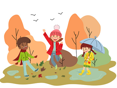 Children playing in autumn