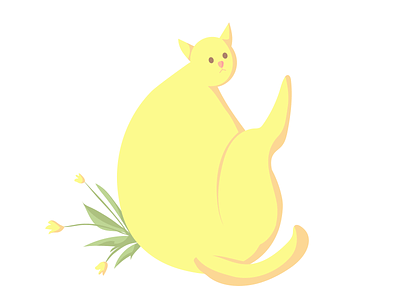 Hoba! Yellow cats p.1 animal cat character flat illustration pastel plant vector yellow