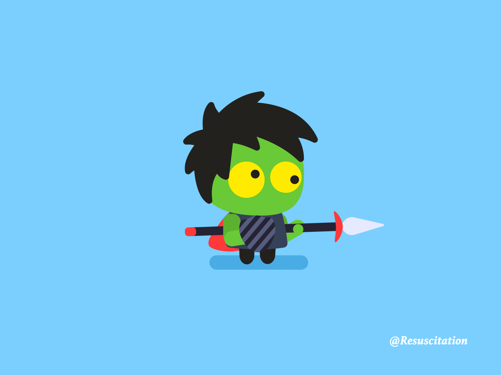 Little zombie holding a shield animated animation design 动态 动效