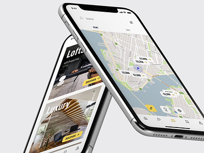 estate. Home & Maps app iphonex mobile property ui ux