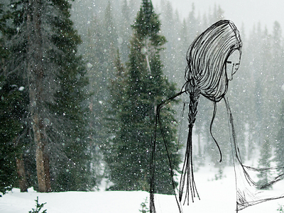 Your heart is warm. fashion forest illustration minimal outdoors pencil photography sketch snow style woman